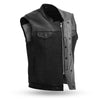First MFG CO "49/51" Black Leather & Denim Vest