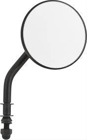 3" Round  black powdercoat mirror (4" stem height) - adjustable for left or right side