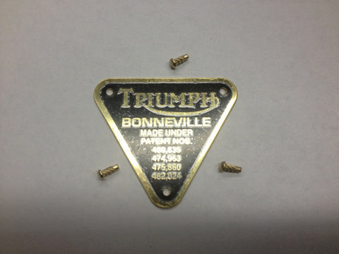 Triumph Bonneville Brass Patent Plate
